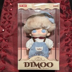 POP MART Dimoo World Crush on Coffee Vinyl Blue Eyed Plush Figure - Blister Pack